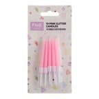 Velas de Color Rosa con Purpurina, Paquete de 10