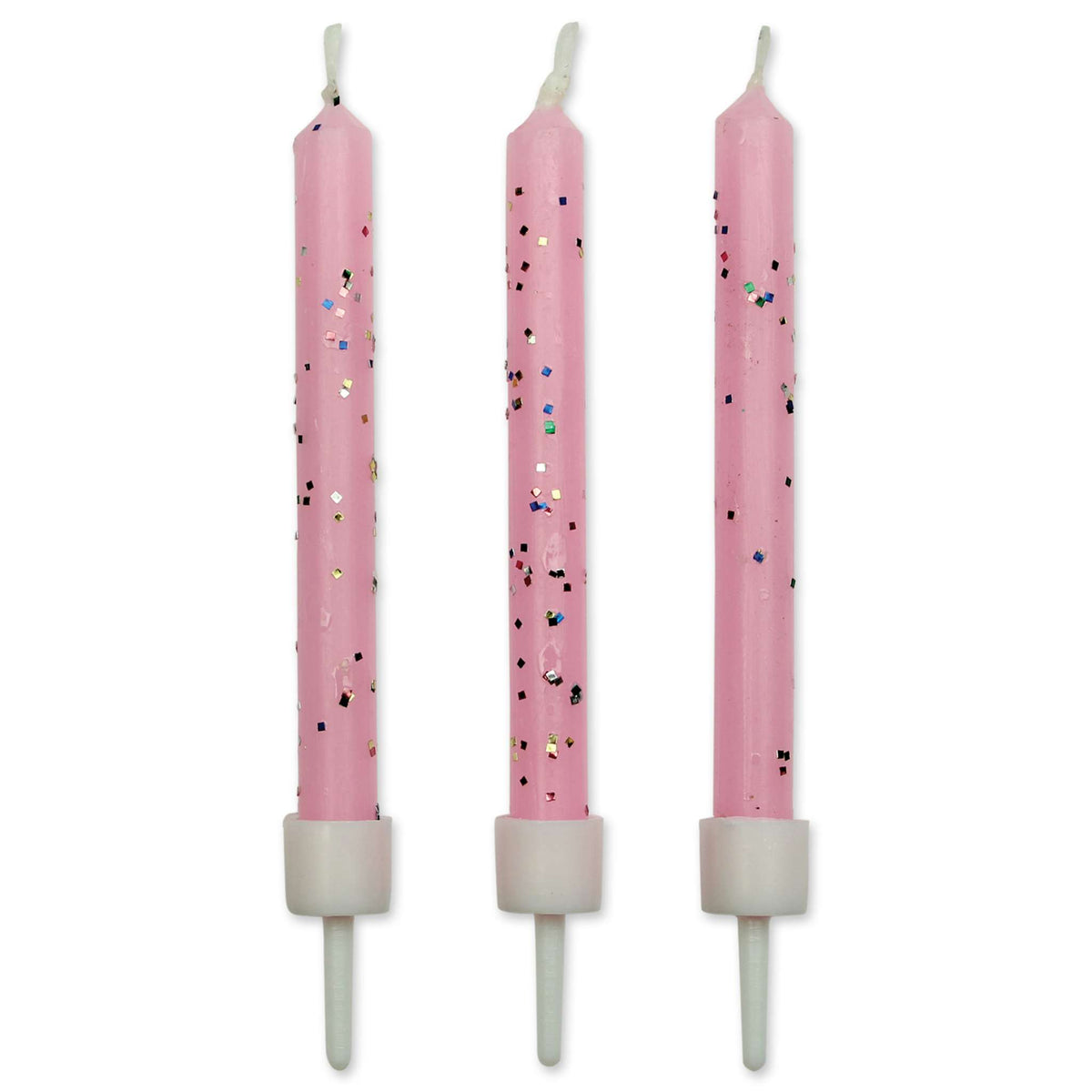 Pink Glitter Candles Set Of 10