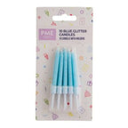 Bougies - Lot de 10 pailletées bleues avec porte-bougies (62mm / 2,4 po)