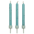 Bougies - Lot de 10 pailletées bleues avec porte-bougies (62mm / 2,4 po)