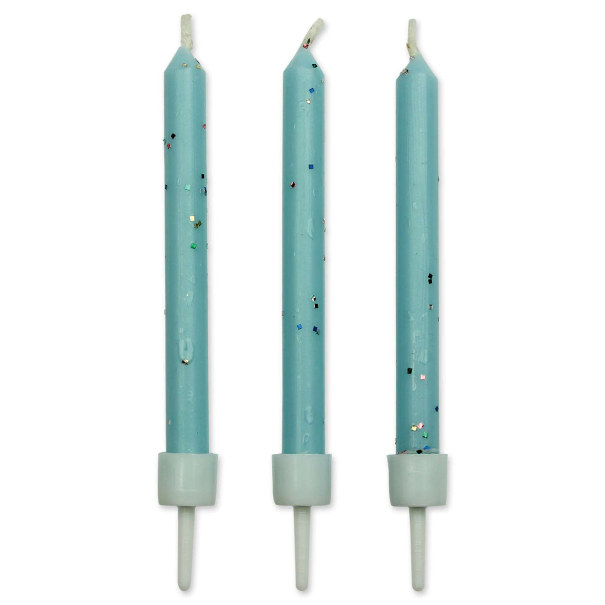 Blue Glitter Candles Set Of 10