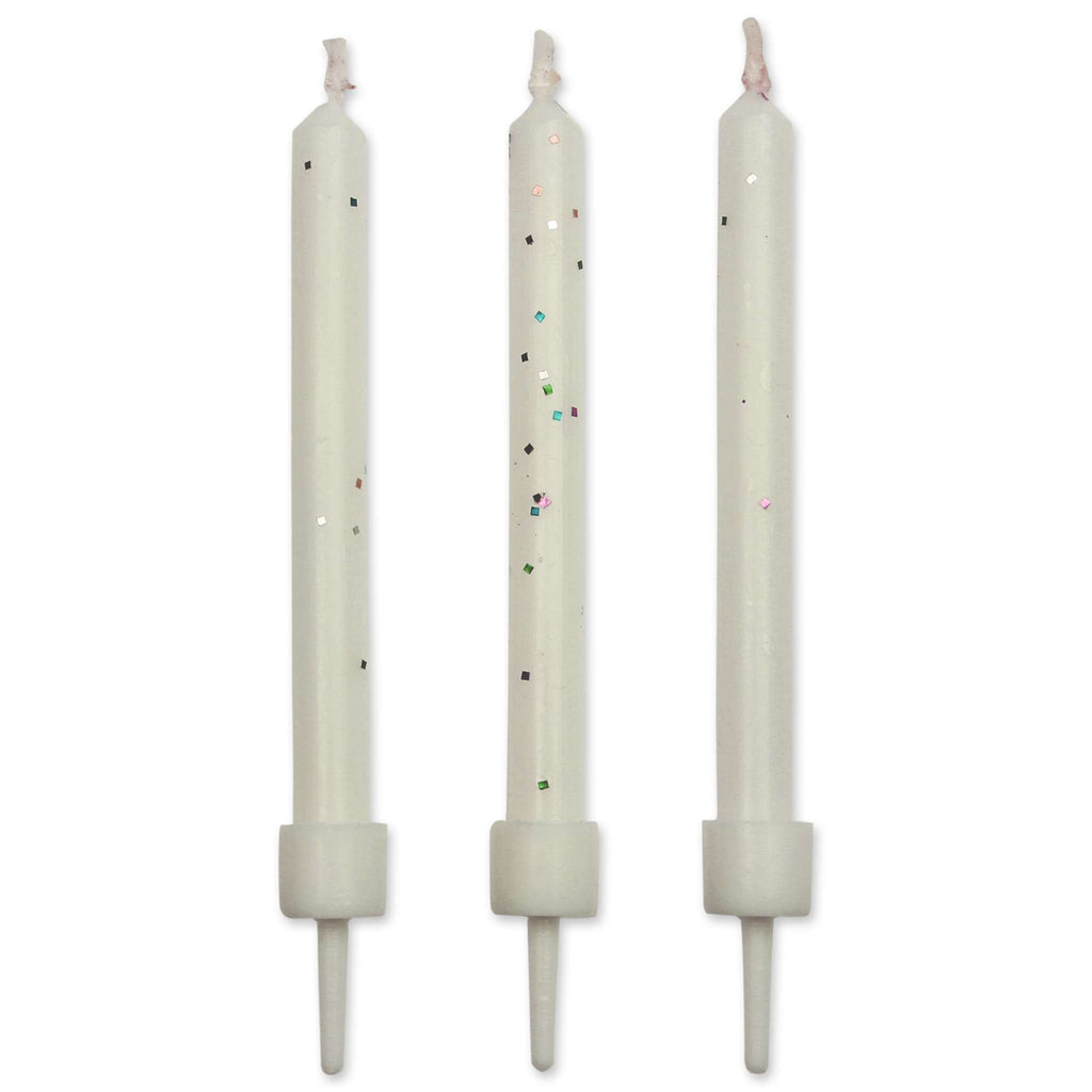 Velas de Color Blanco con Purpurina, Paquete de 10