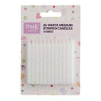 Kaarsen - Witte Medium Gestreept Pk/24 (59mm / 2.3")