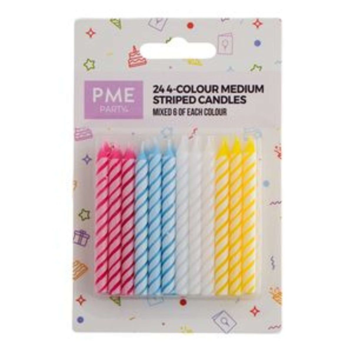 Medium Striped Candles Set Of 24