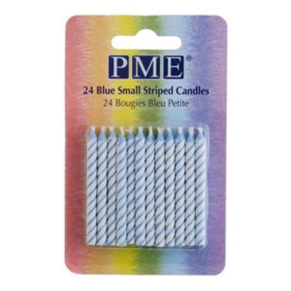 Velas de Rayas Azules, Tamaño Pequeño, Paquete de 24