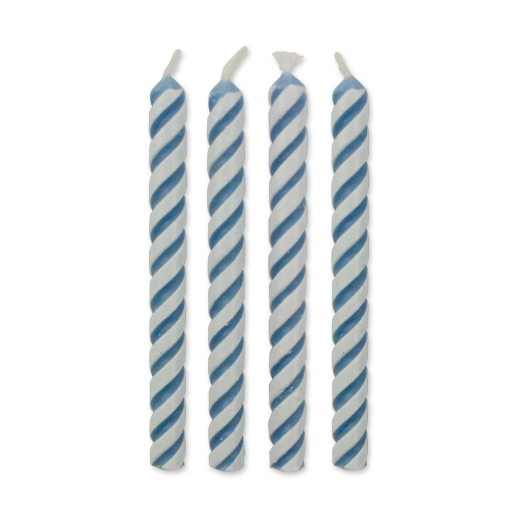 Velas de Rayas Azules, Tamaño Pequeño, Paquete de 24