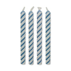Velas de Rayas Azules, Tamaño Pequeño, Paquete de 24