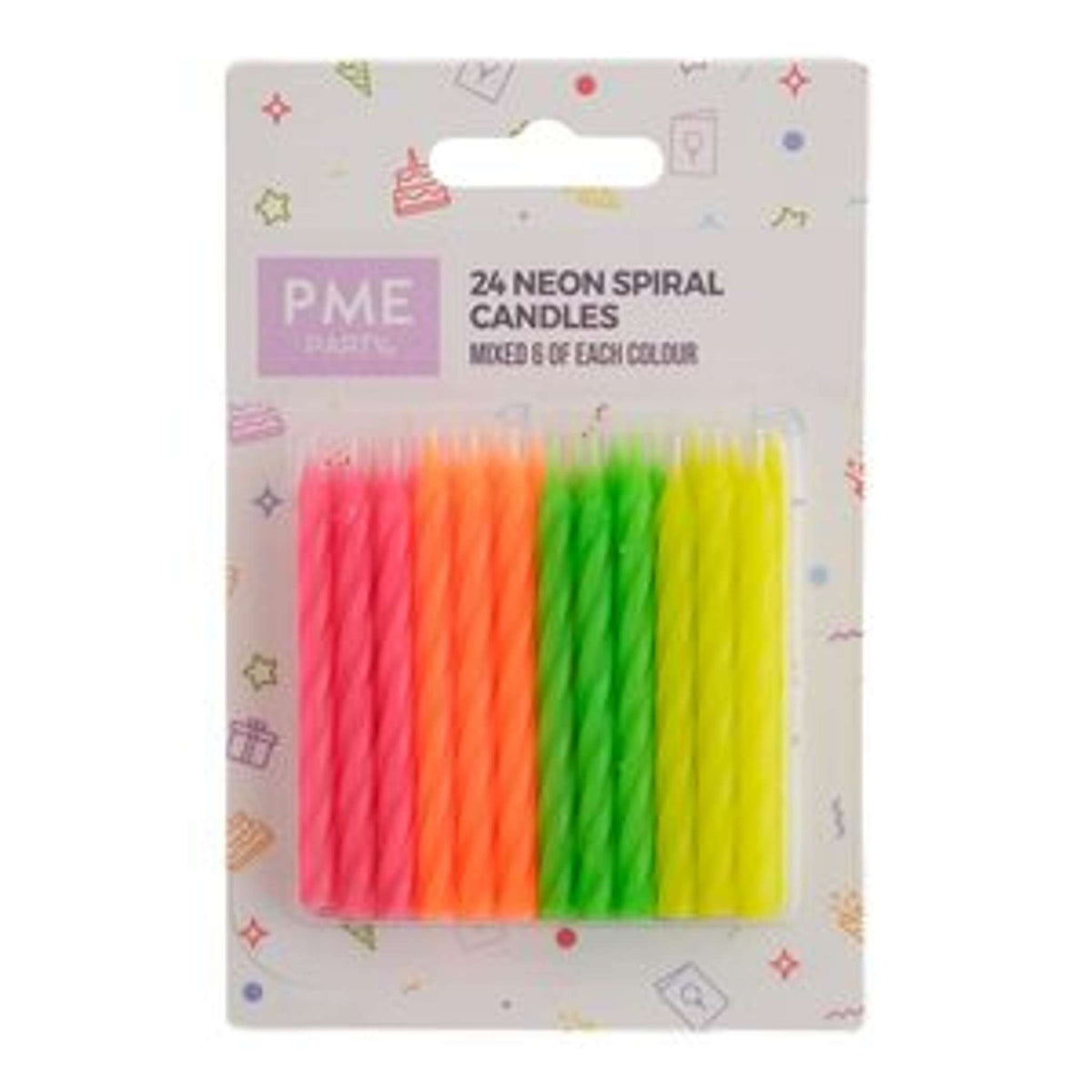 Neon Spiral Candles Set Of 24