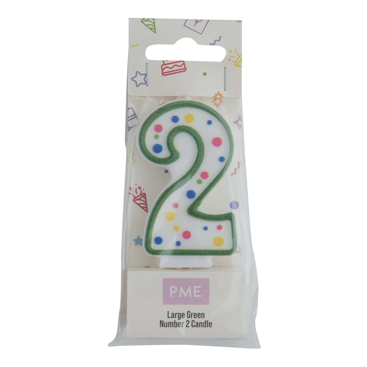 Large Green Number Two Candle