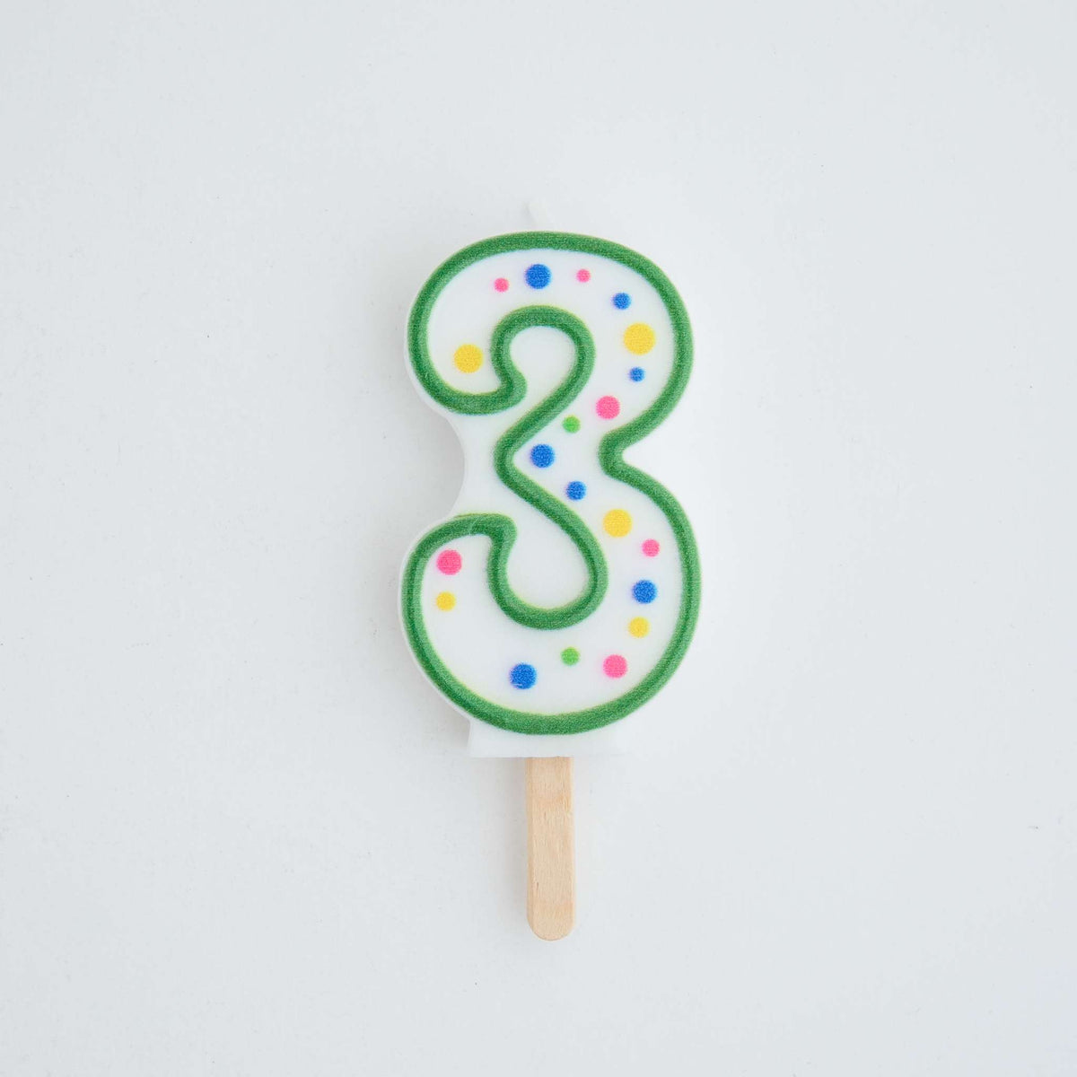 Large Green Number Three Candle