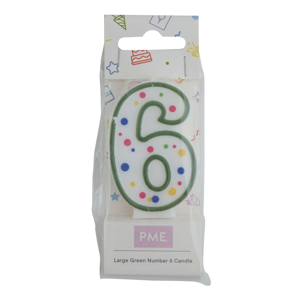Kaarsen - Groene Nummer 6 (64mm / 2.5")