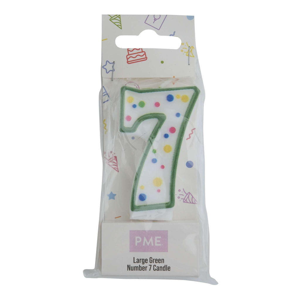 Large Green Number Seven Candle