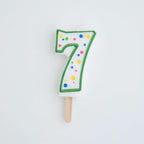 Large Green Number Seven Candle