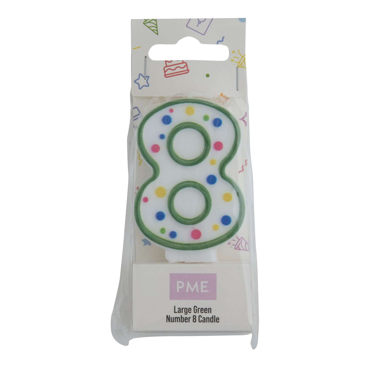 Large Green Number Eight Candle