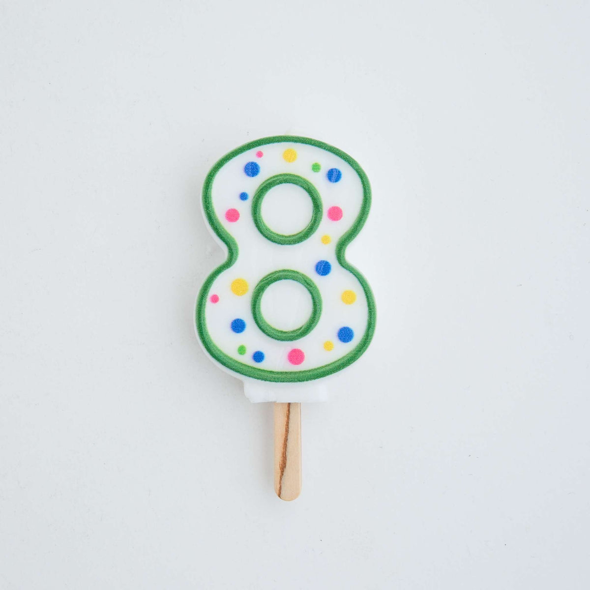 Large Green Number Eight Candle
