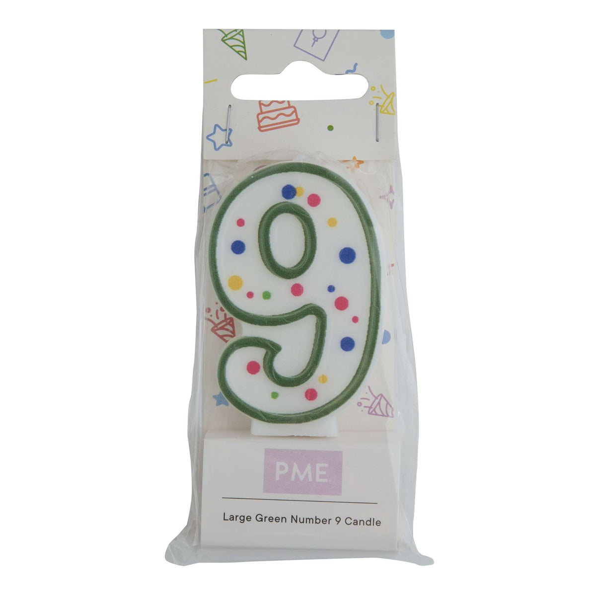 Large Green Number Nine Candle