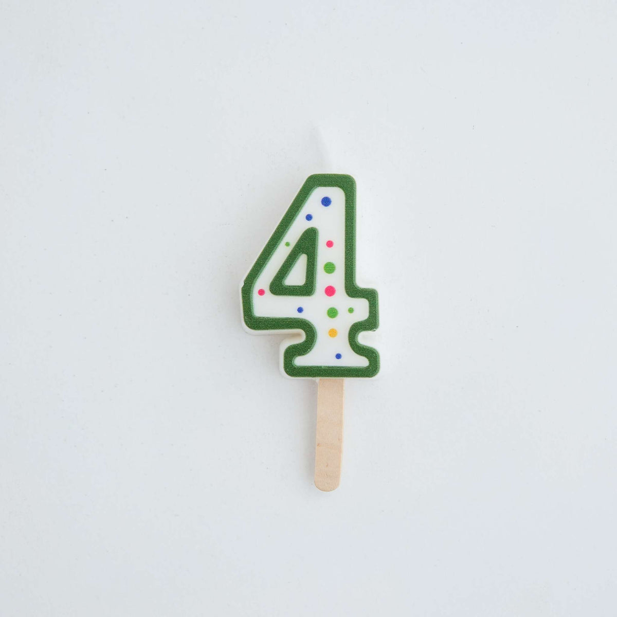 Small Green Number Four Candle