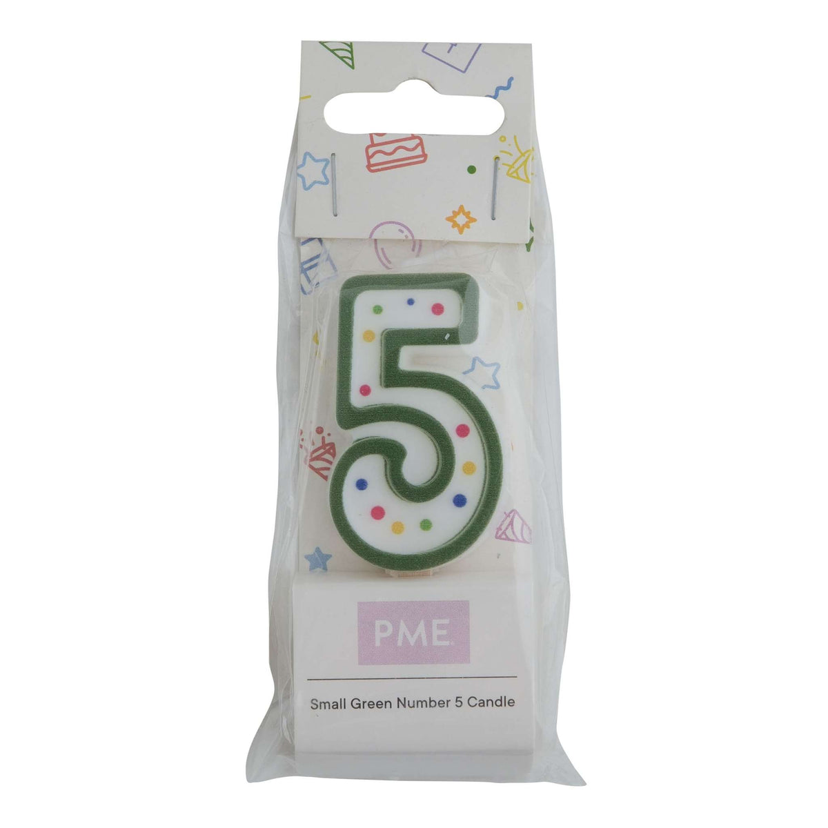 Small Green Number Five Candle