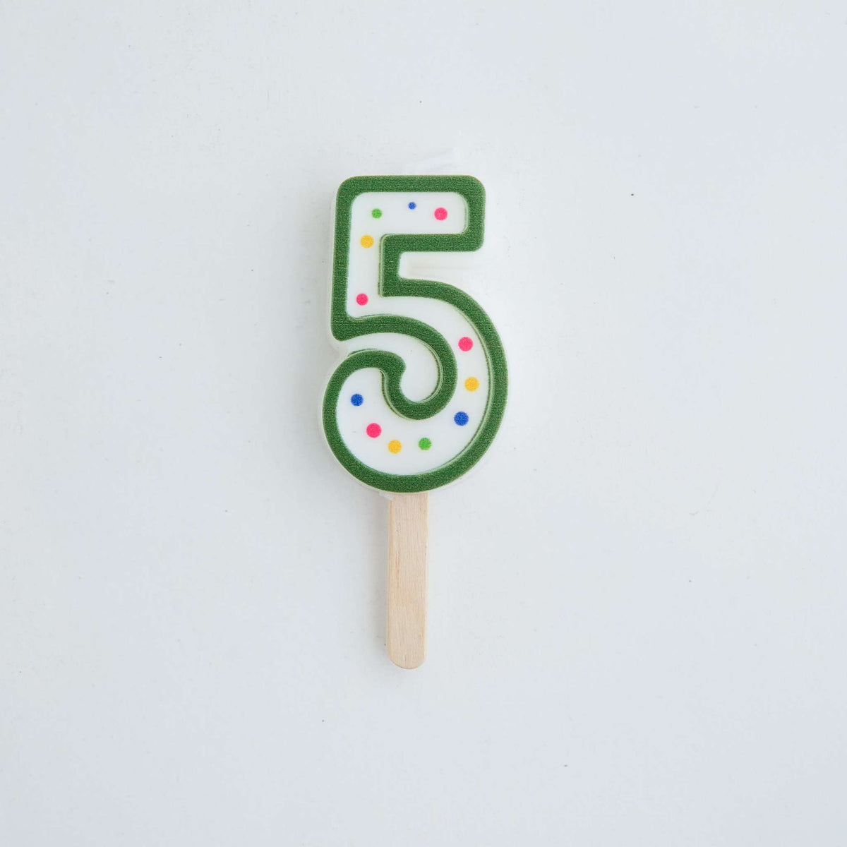 Small Green Number Five Candle