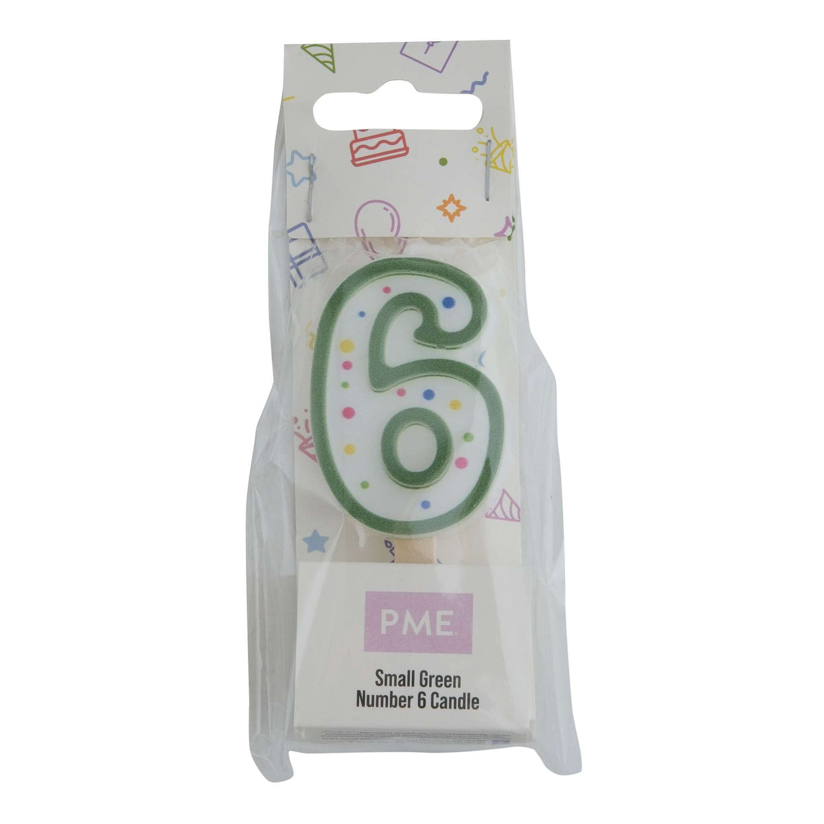 Small Green Number Six Candle