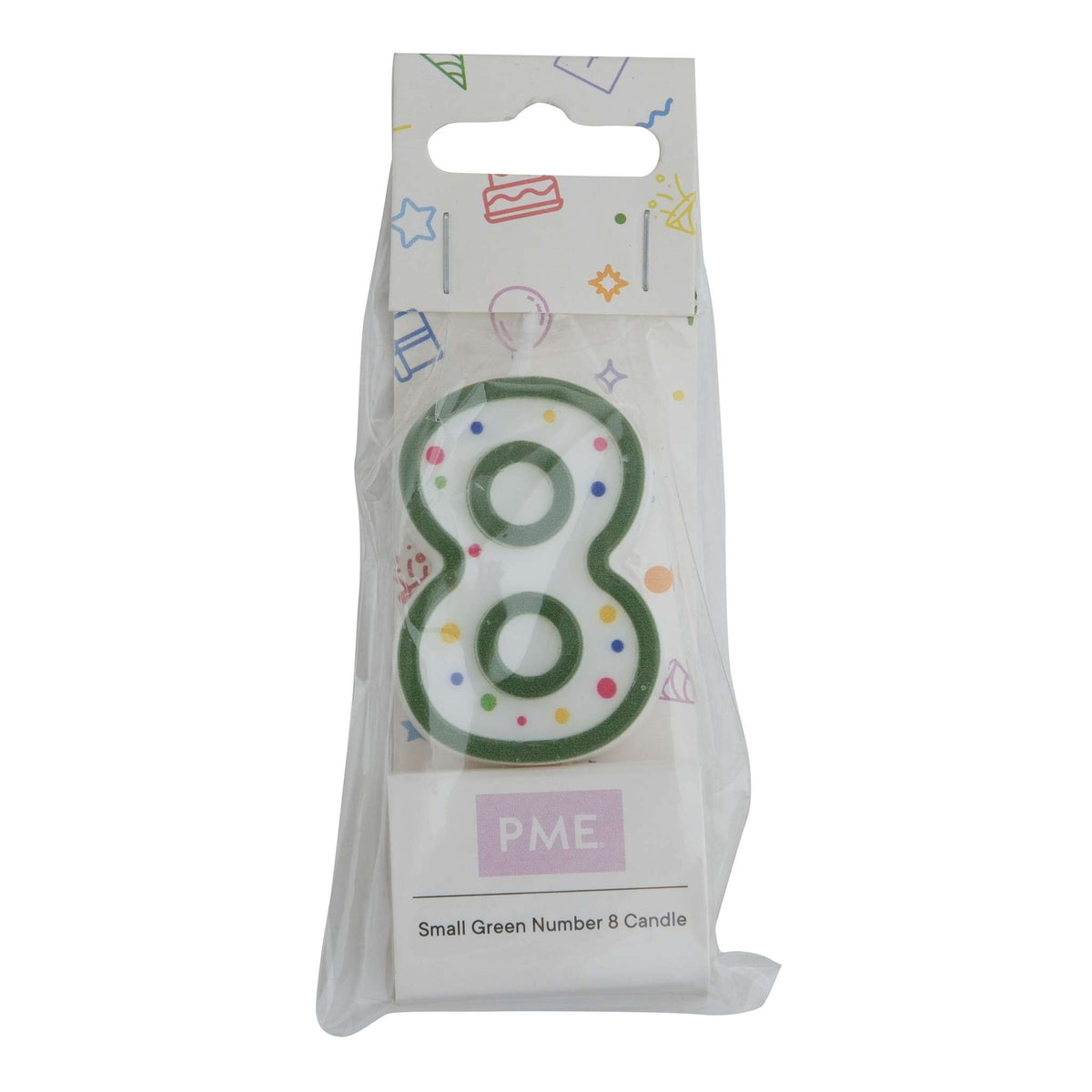 Small Green Number Eight Candle
