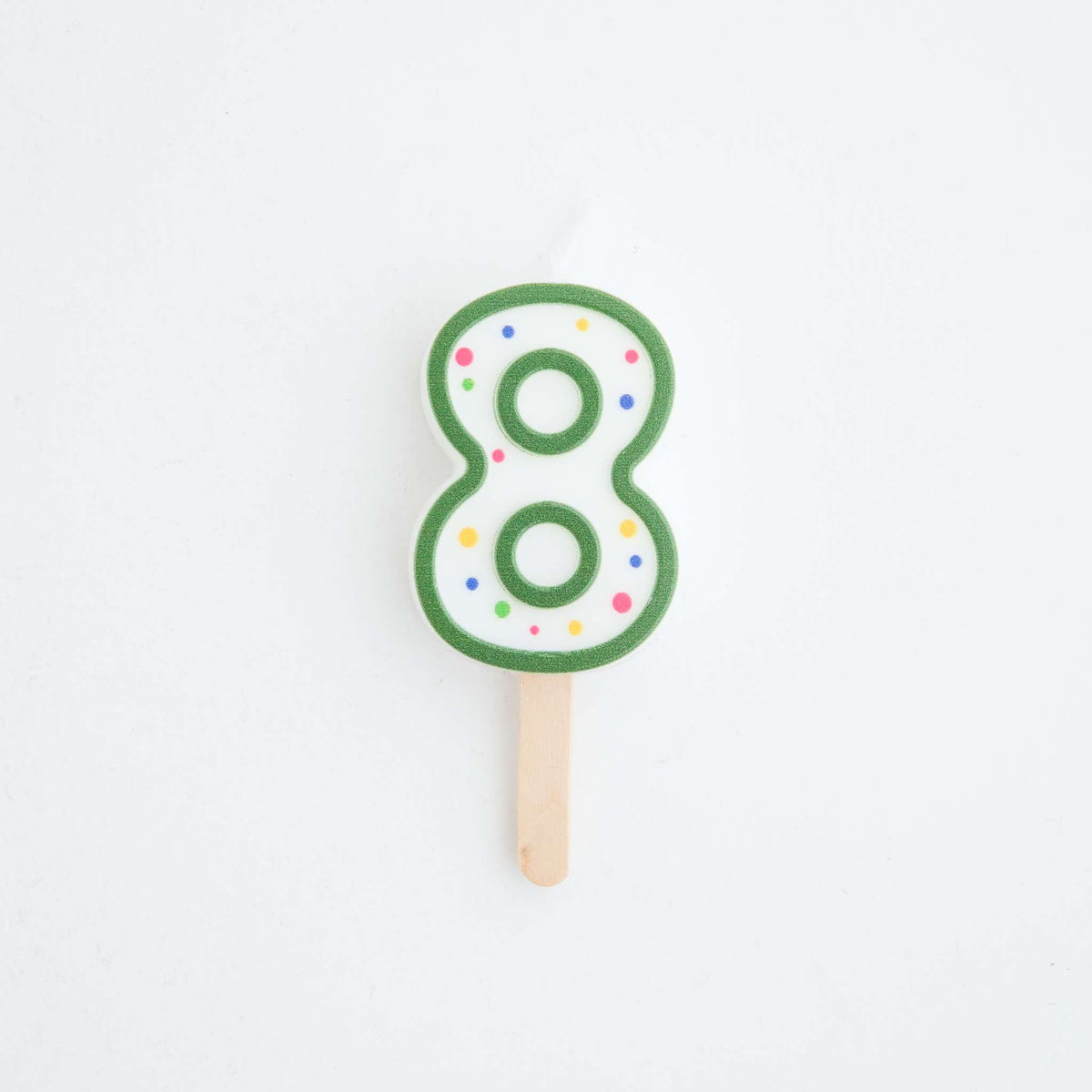 Small Green Number Eight Candle