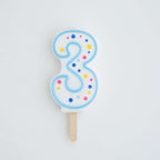Large Blue Number Three Candle