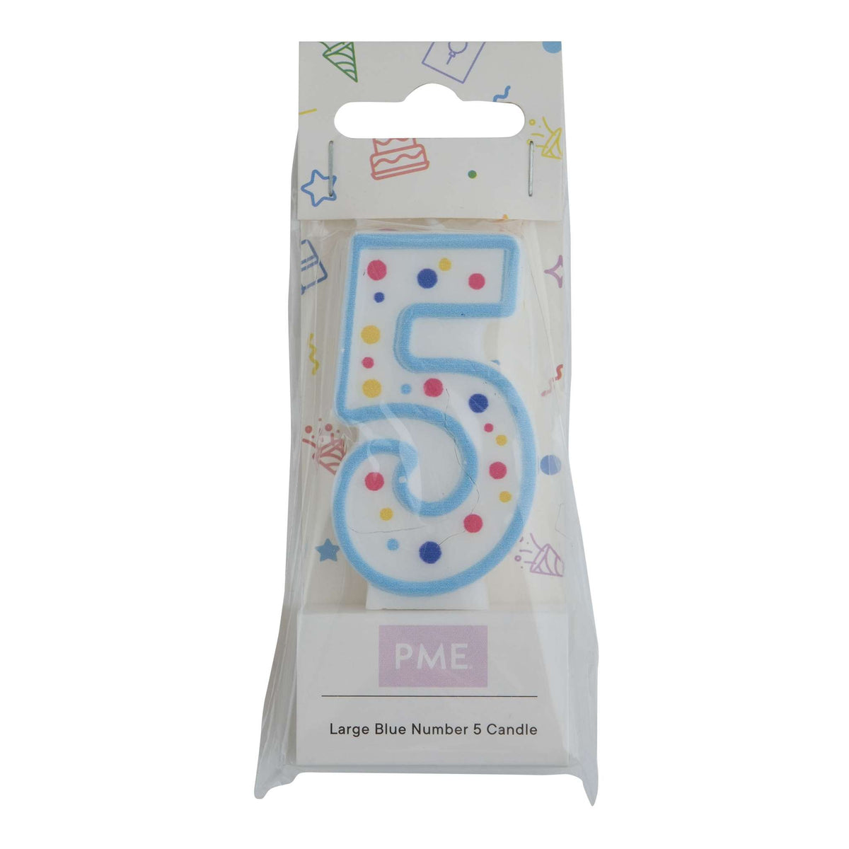 Large Blue Number Five Candle