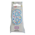 Large Blue Number Six Candle