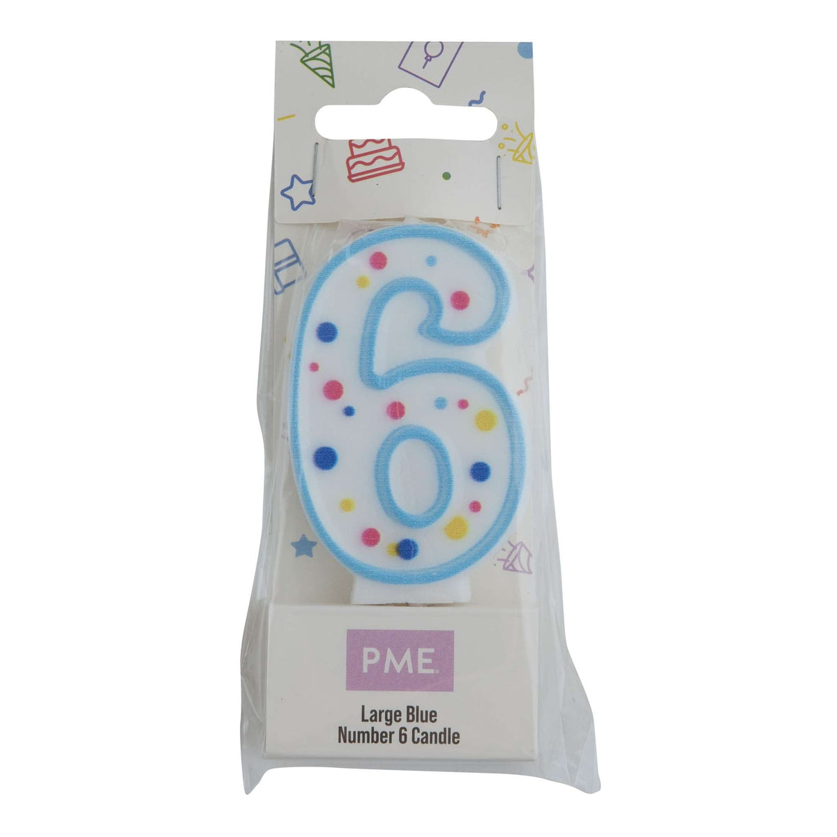 Large Blue Number Six Candle