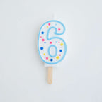 Large Blue Number Six Candle