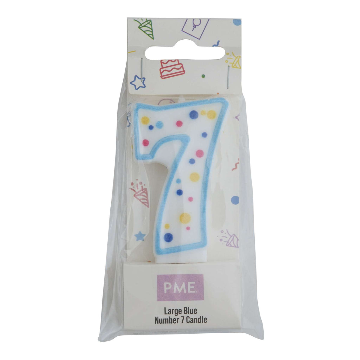 Large Blue Number Seven Candle