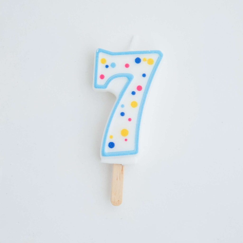 Large Blue Number Seven Candle
