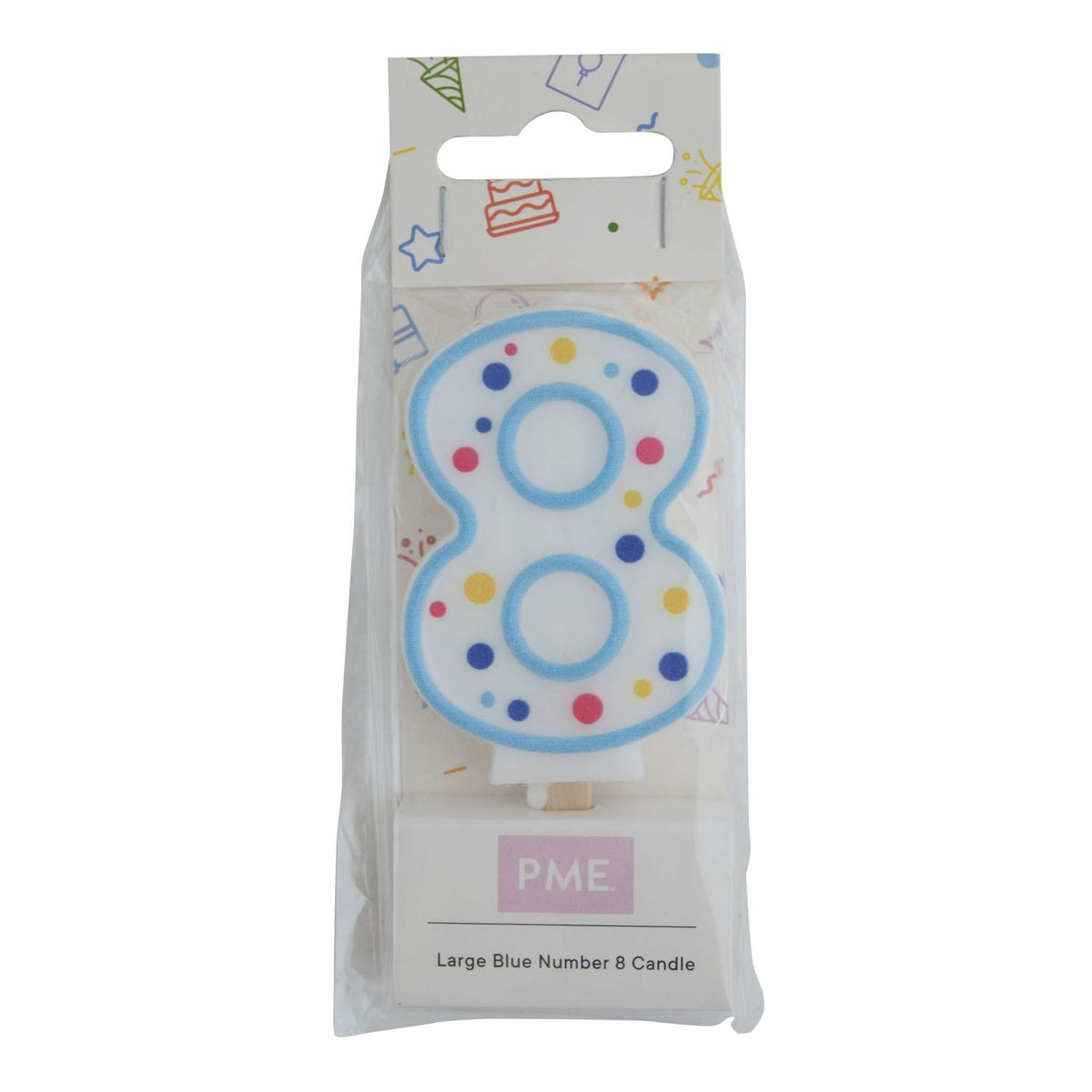 Large Blue Number Eight Candle