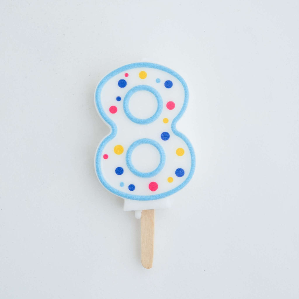 Large Blue Number Eight Candle