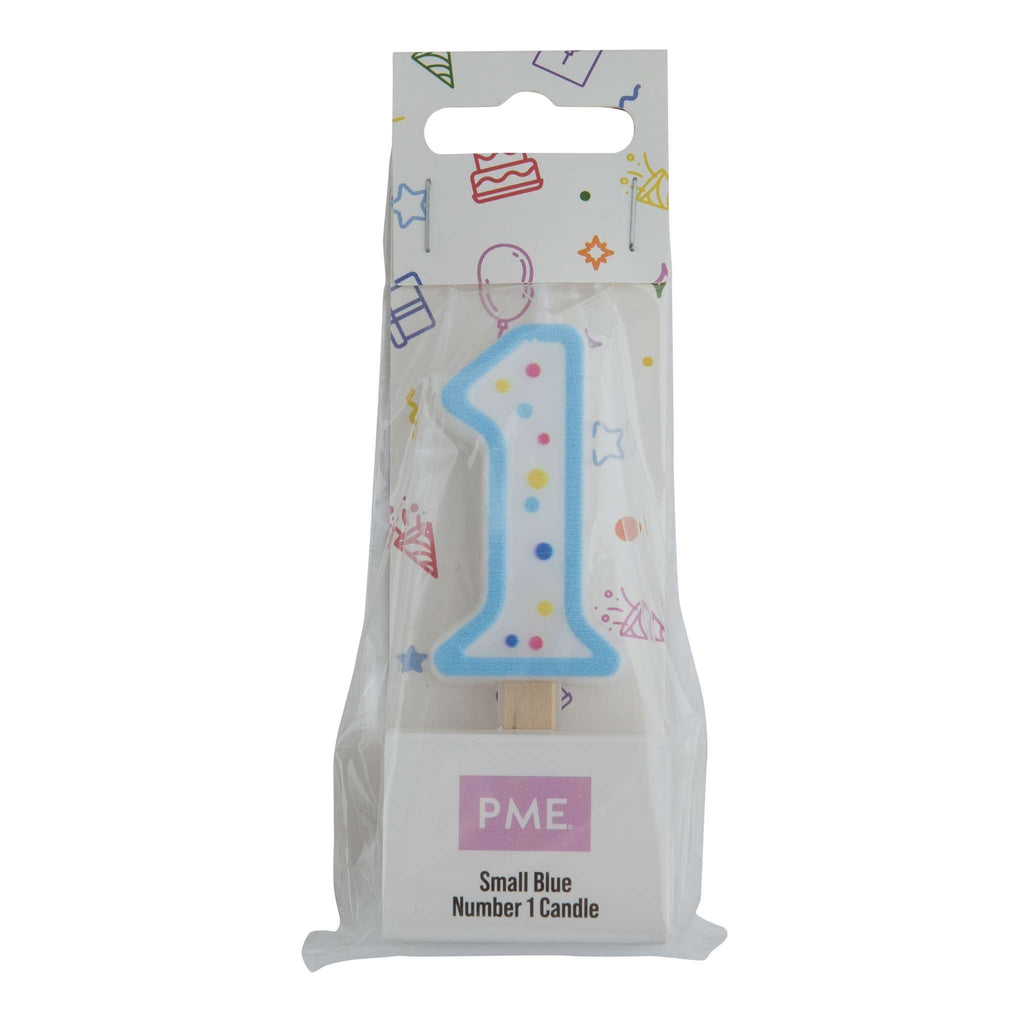 Small Blue Number One Candle