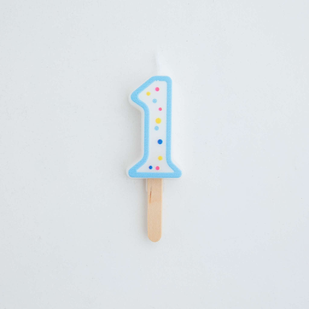 Small Blue Number One Candle