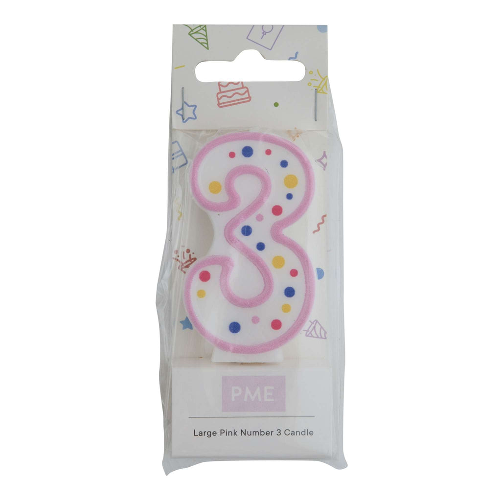 Kerzen - Pinke Zahl 3 (64mm / 2.5")