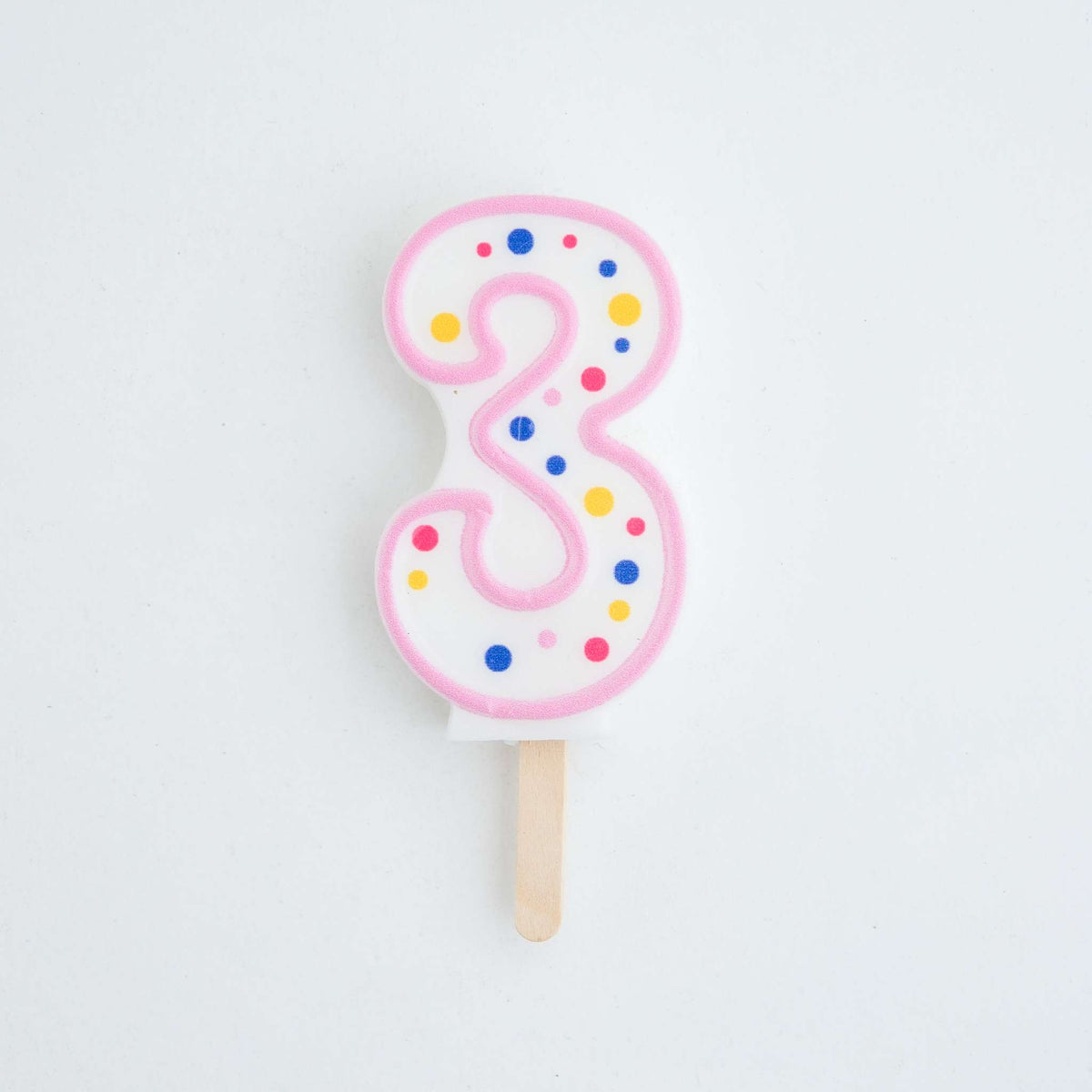 Large Pink Number Three Candle
