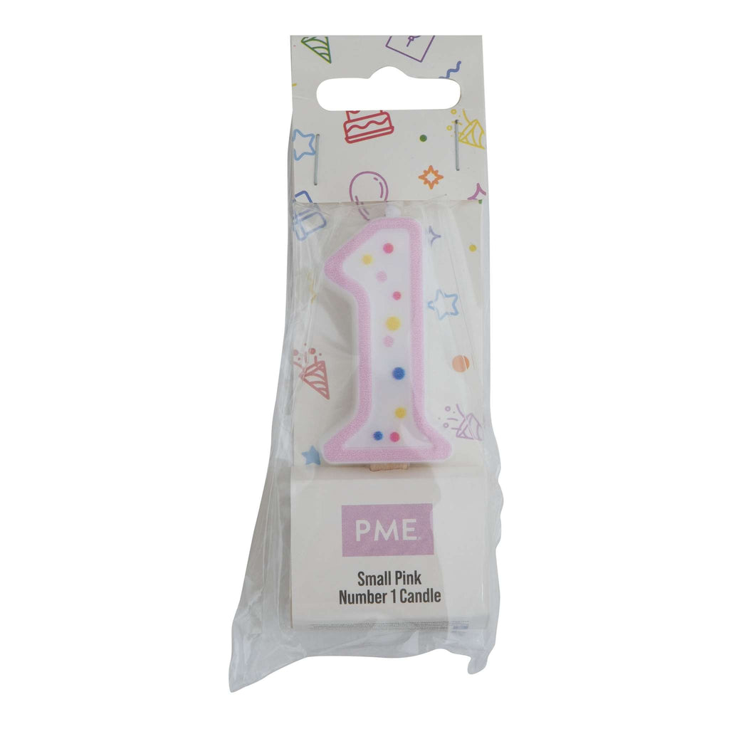 Small Pink Number One Candle