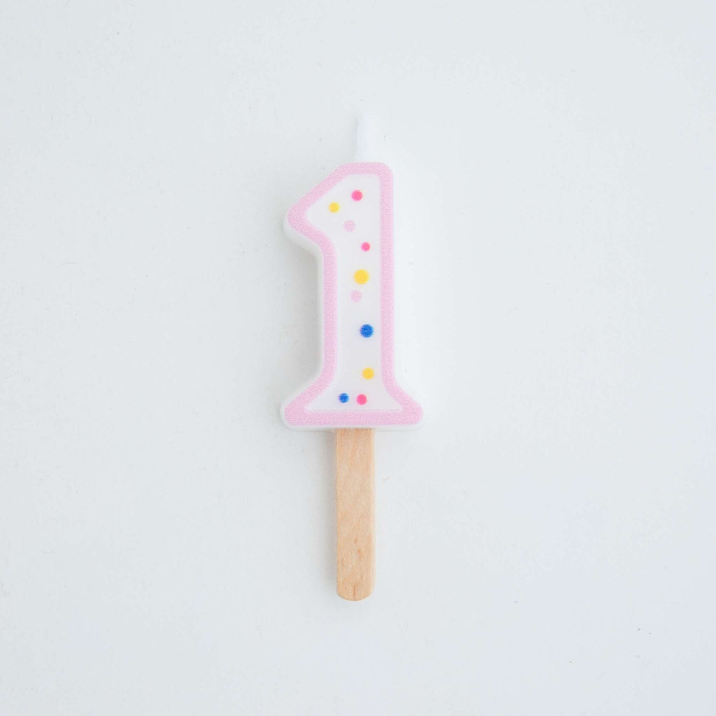 Small Pink Number One Candle