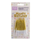 Set de Velas Placa Happy Birthday y Velas Doradas