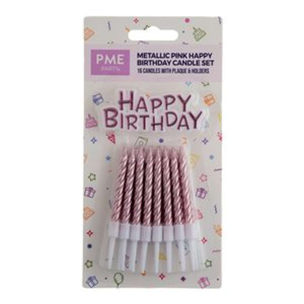 Kaarsen - Roze Happy Birthday met Plaque Set
