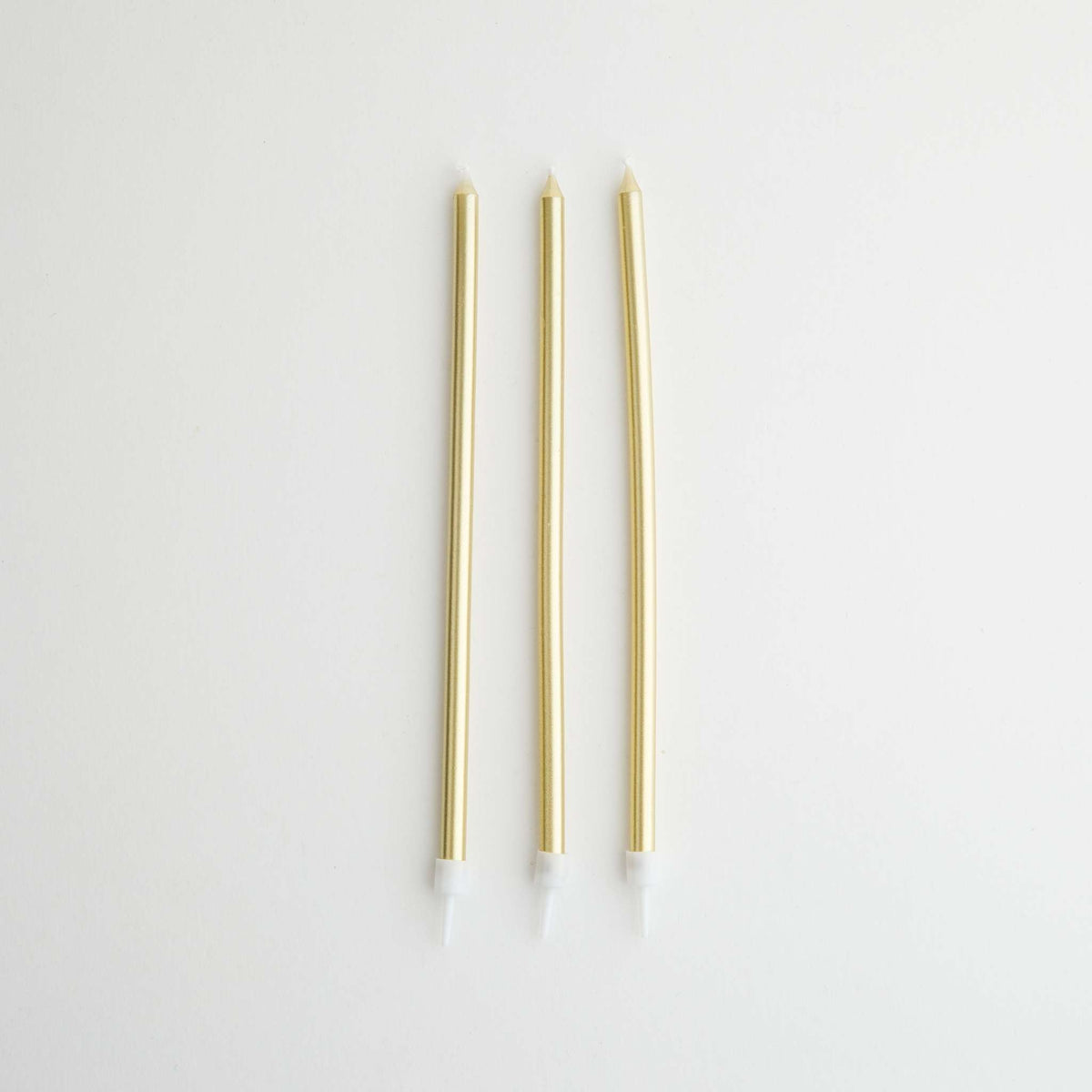 Velas - Extra Largas Doradas con Soporte, Pack de 16 (18cm / 7")