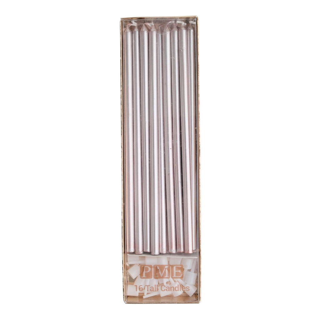 Rose Gold Tall Candles Set Of 16