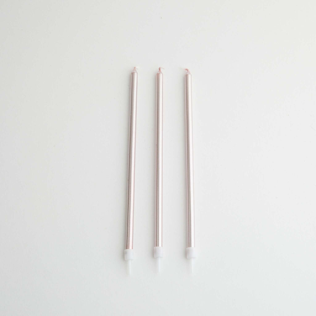 Rose Gold Tall Candles Set Of 16