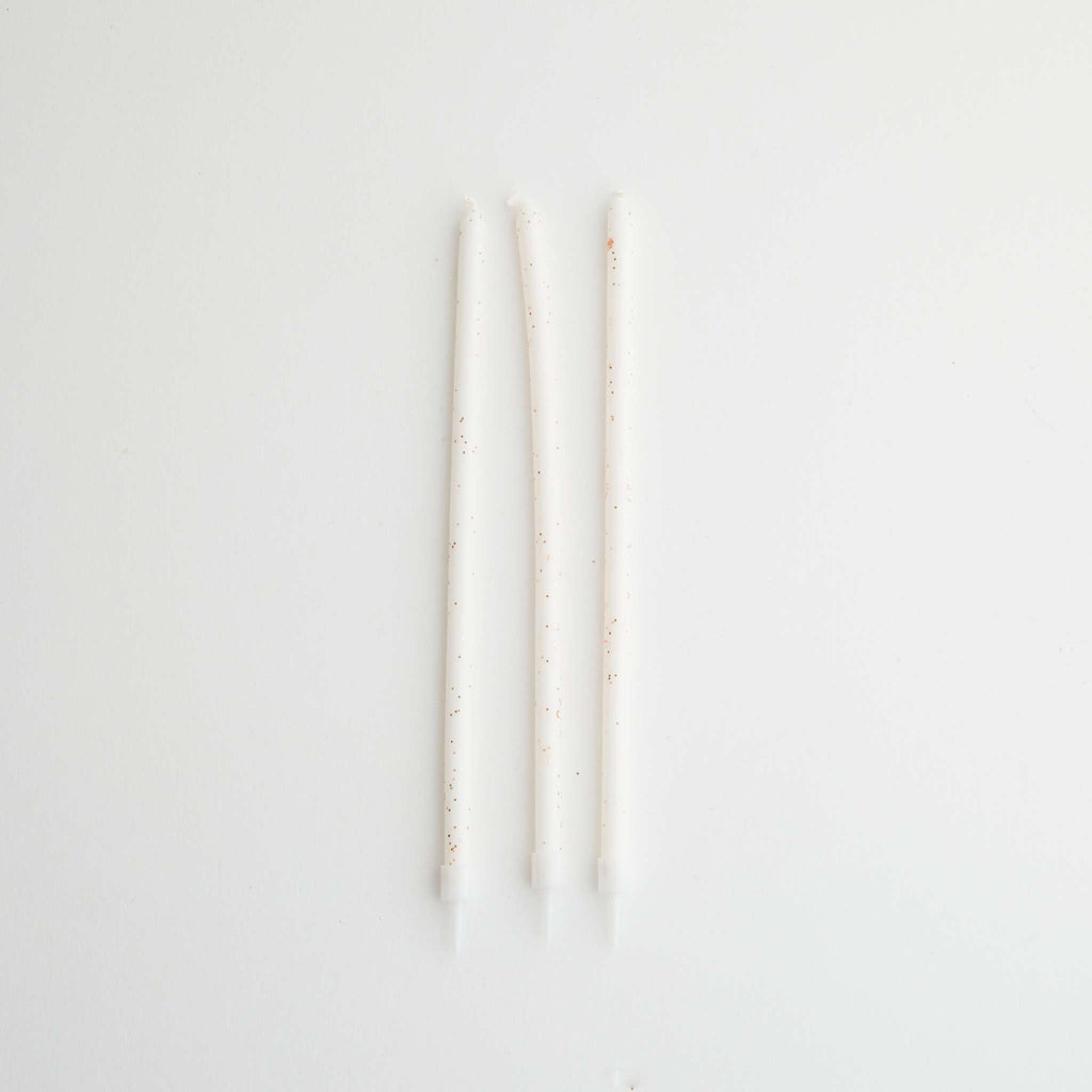 Velas - Extra Largas Blancas con Purpurina, Pack de 16 (18cm / 7")