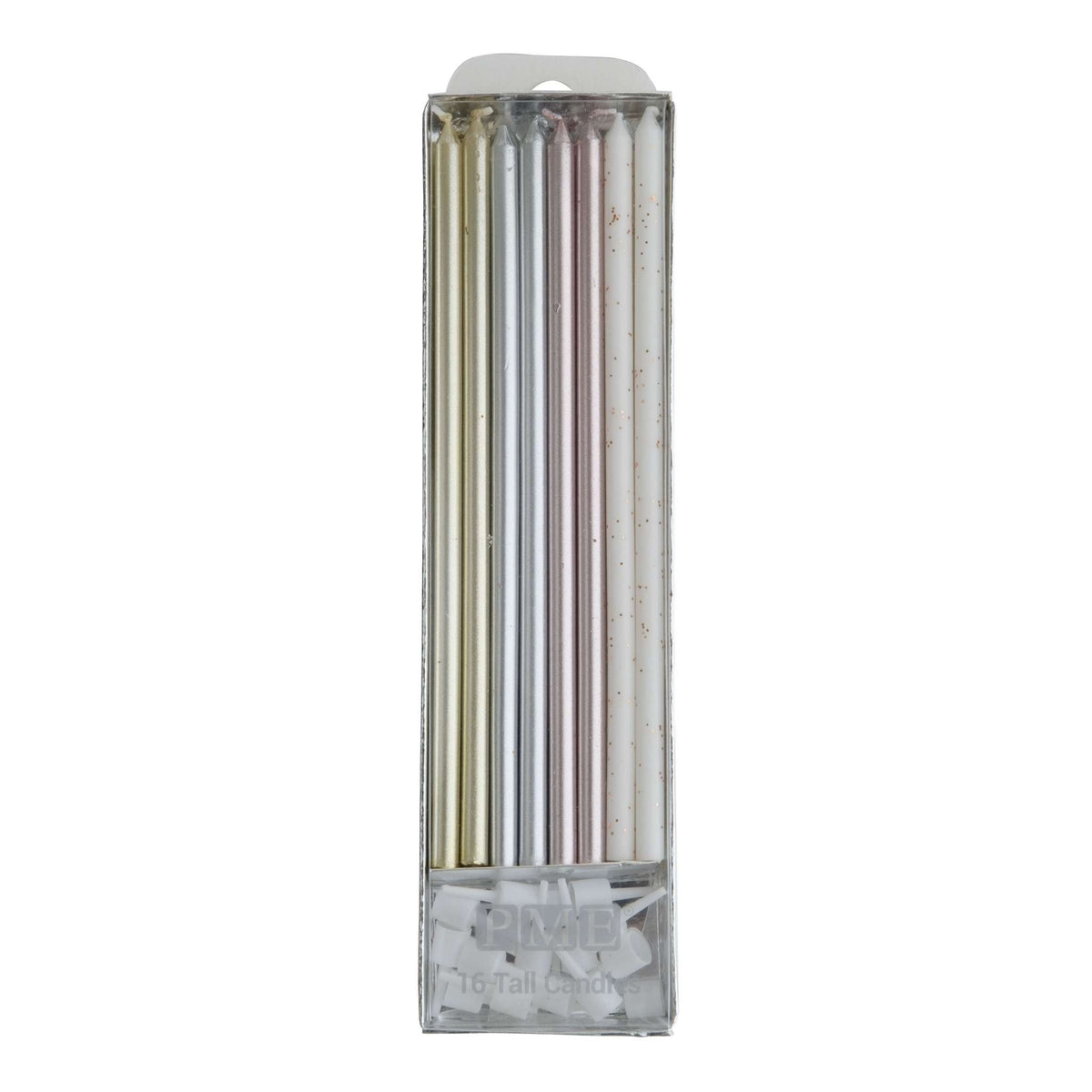Assorted Coloured Tall Candles Set Of 16