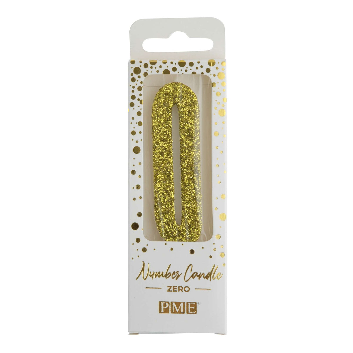 Gold Glitter Number Zero Candle