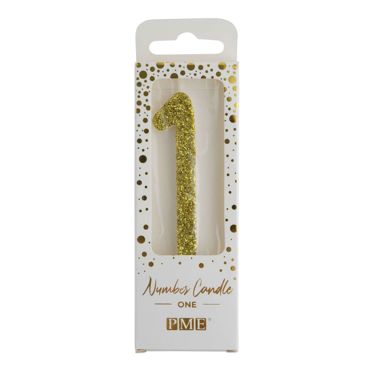 Gold Glitter Number One Candle